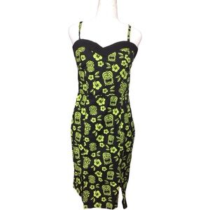 Sourpuss Black Dress with Green Patterns